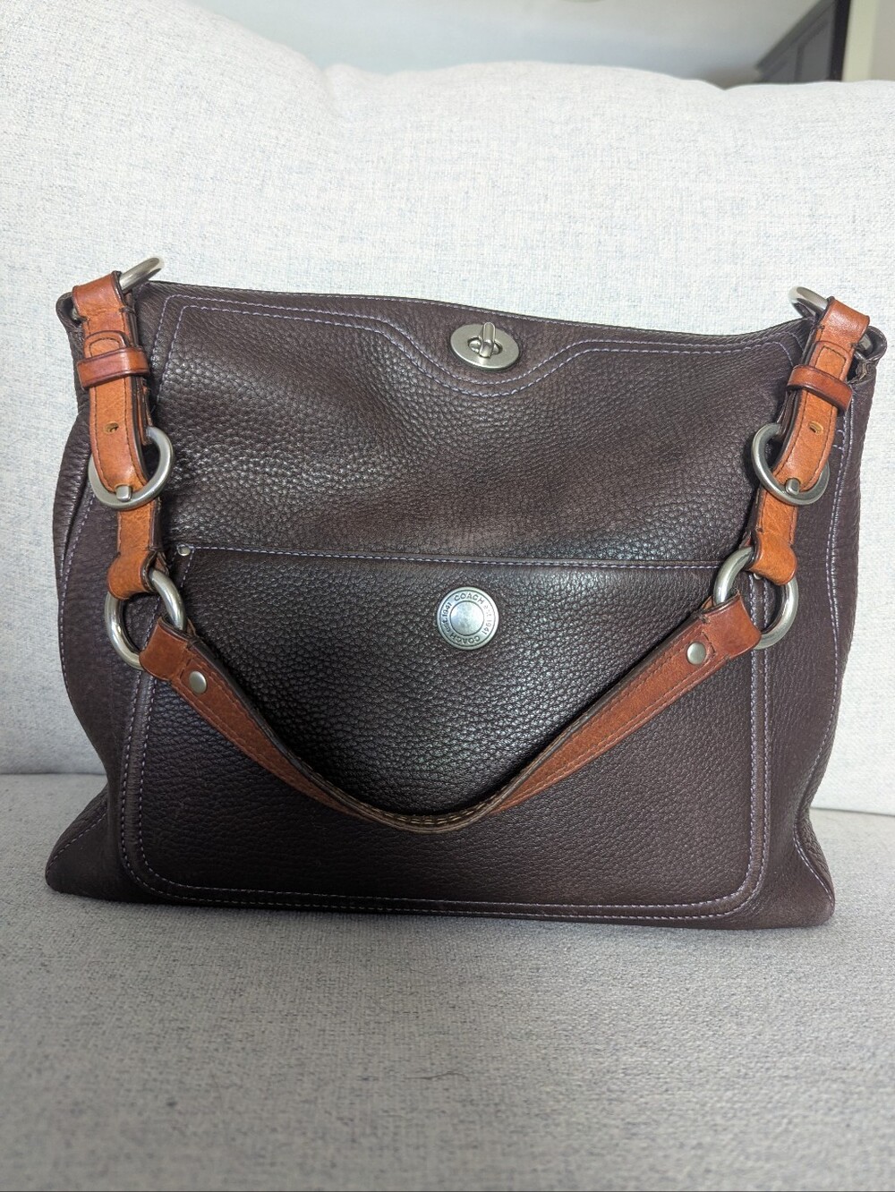 Vintage Coach Chelsea Soft Pebble Brown Leather Shoulder Bag - Style 10132